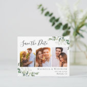 Eucalyptus Waterverf Foto Weddenschap Opslaan Datu Aankondigingskaart (Staand voorkant)