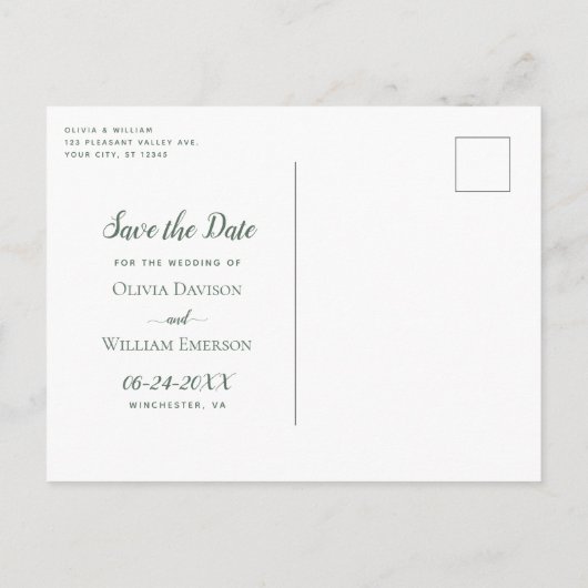 Eucalyptus Waterverf Foto Weddenschap Opslaan Datu Aankondigingskaart (Achterkant)