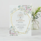 Eucalyptus Waterverf Geo lijnen bruiloft Kaart (Staand voorkant)