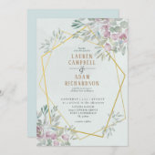 Eucalyptus Waterverf Geo lijnen bruiloft Kaart (Voorkant / Achterkant)