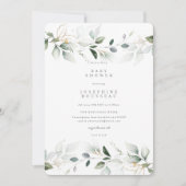 Eucalyptus Waterverf Gold Baby shower Uitnodiging (Voorkant)