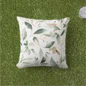 Eucalyptus Waterverf Gold laat buitenshuis een kus Buitenkussen (Gras)