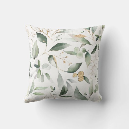 Eucalyptus Waterverf Gold laat buitenshuis een kus Buitenkussen (Achterkant)