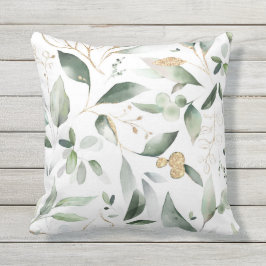 Eucalyptus Waterverf Gold laat buitenshuis een kus Buitenkussen