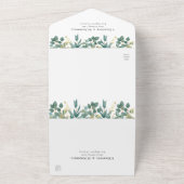 Eucalyptus Waterverf Gold Leaves Weddenschap All In One Uitnodiging (Buitenkant)