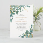 Eucalyptus Waterverf Gold Leaves Weddenschap Kaart (Staand voorkant)