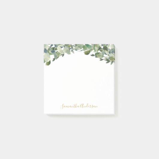 Eucalyptus Waterverf Gold Script Post-it® Notes (Voorkant)