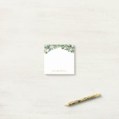 Eucalyptus Waterverf Gold Script Post-it® Notes (Op bureau)
