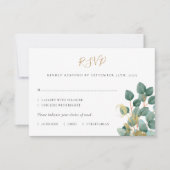 Eucalyptus Waterverf Gouden Bruiloft RSVP Kaart (Voorkant)