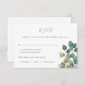 Eucalyptus Waterverf Gouden Bruiloft RSVP Kaart (Voorkant / Achterkant)