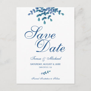 Eucalyptus Waterverf Green Wedding Save the Date Briefkaart