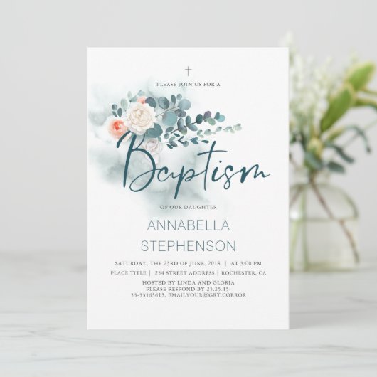 Eucalyptus | Waterverf Greenery Baptism Kaart (Staand voorkant)