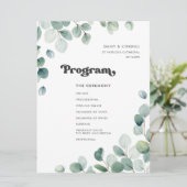 Eucalyptus waterverf greenery bruiloft programmakaart (Staand voorkant)