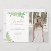 Eucalyptus Waterverf Greenery Foto Afstuderen Aankondiging (Voorkant)