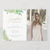 Eucalyptus Waterverf Greenery Foto Afstuderen Aankondiging (Voorkant)