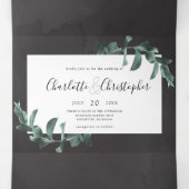 Eucalyptus waterverf grijs alles in één bruiloft drieluik uitnodiging (Binnenkant midden)