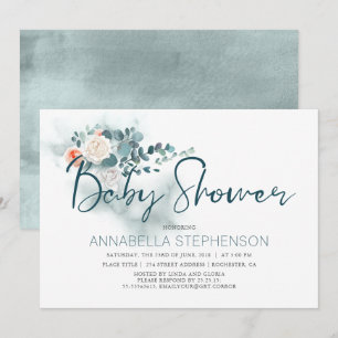 Eucalyptus   Waterverf groen Baby shower Kaart