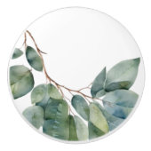 Eucalyptus waterverf groen botanisch keramische knop (Voorkant)