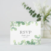 Eucalyptus Waterverf groen bruiloft RSVP Briefkaart (Staand voorkant)