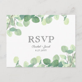 Eucalyptus Waterverf groen bruiloft RSVP Briefkaart