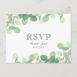 Eucalyptus Waterverf groen bruiloft RSVP Briefkaart