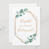 Eucalyptus Waterverf groen goud bruidsmeisje Kaart (Voorkant / Achterkant)