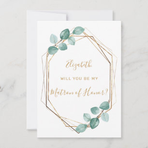 Eucalyptus Waterverf groen gouden matron eer Kaart