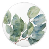 Eucalyptus waterverf groen keramische knop (Voorkant)