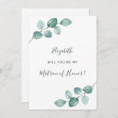 Eucalyptus Waterverf Groen Matron van Eer Kaart (Voorkant / Achterkant)