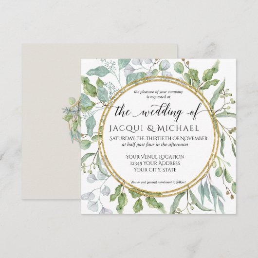 Eucalyptus Waterverf Groen Wit groen huwelijk Kaart (Voorkant / Achterkant)