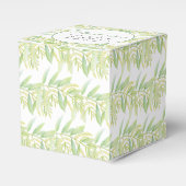 Eucalyptus waterverf groen wit lint gunst doos bedankdoosjes (Voorkant Zijde)