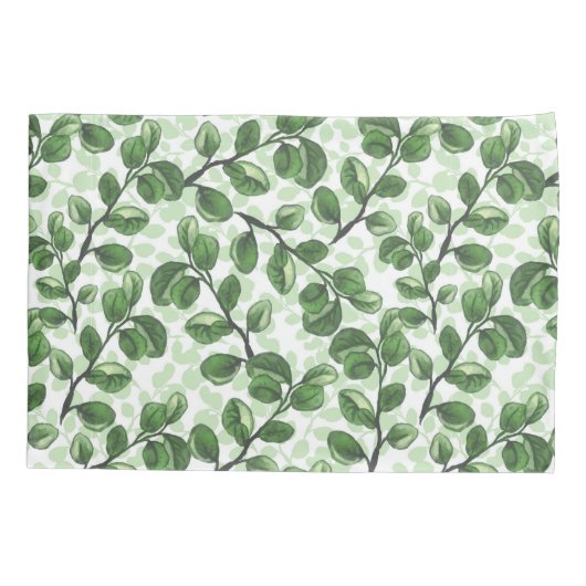 Eucalyptus waterverf groene bladeren kussensloop (Achterkant)