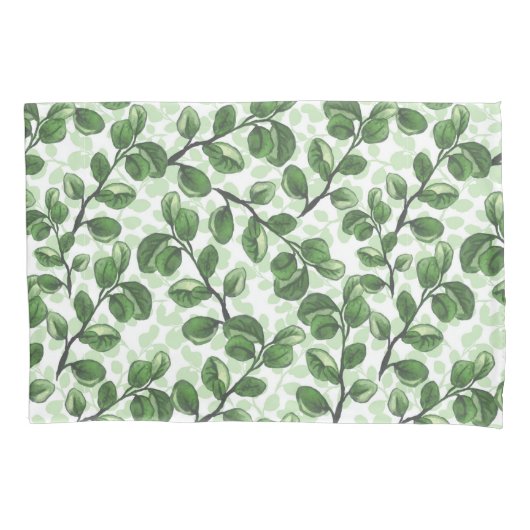 Eucalyptus waterverf groene bladeren kussensloop (Voorkant)