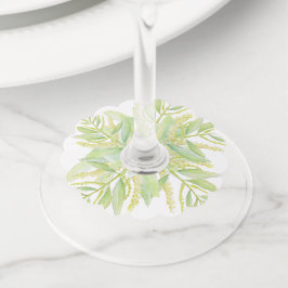Eucalyptus waterverf groene bladeren wijnglas wijnglaslabel