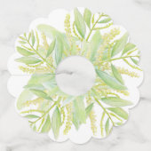 Eucalyptus waterverf groene bladeren wijnglas wijnglaslabel (Voorkant)