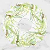 Eucalyptus waterverf groene bladeren wijnglas wijnglaslabel (Achterkant)