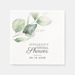 Eucalyptus Waterverf Groene Bruiloftsshower Papier Servet