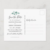 Eucalyptus Waterverf Groene foto Save the Date Aankondigingskaart (Achterkant)
