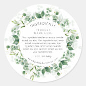 Eucalyptus Waterverf Krans Ingredienten Labels (Voorkant)