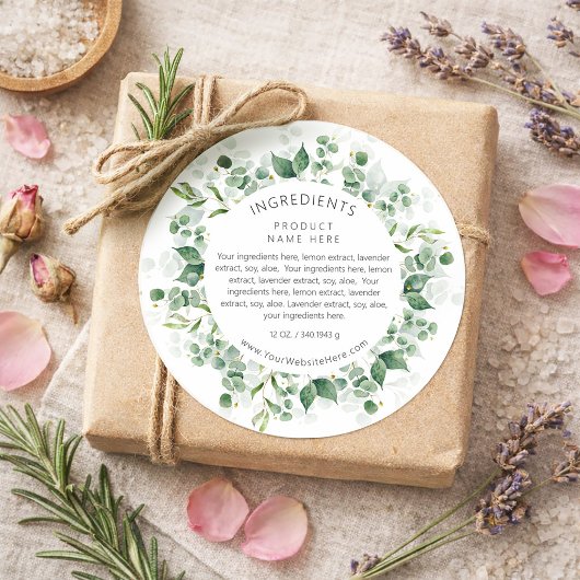 Eucalyptus Waterverf Krans Ingredienten Labels