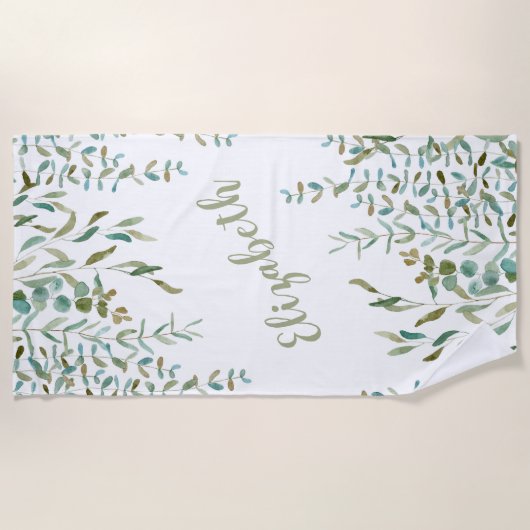 Eucalyptus Waterverf leest  Strandlaken (Voorkant)