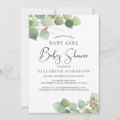 Eucalyptus Waterverf Meisje Baby shower Kaart (Voorkant)