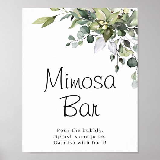 Eucalyptus Waterverf Mimosa Bar Poster Bord (Voorkant)