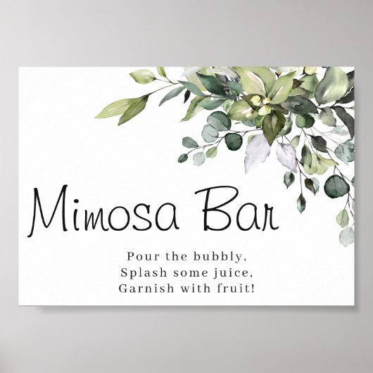 Eucalyptus Waterverf Mimosa Bar Poster Bord (Voorkant)