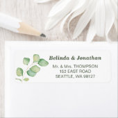Eucalyptus Waterverf minimalistisch huwelijksadres Etiket (Insitu)