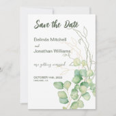 Eucalyptus Waterverf Minimalistische Trouwdag Save The Date (Voorkant)