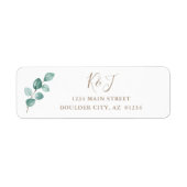 Eucalyptus Waterverf Monogram Huwelijk Etiket (Voorkant)