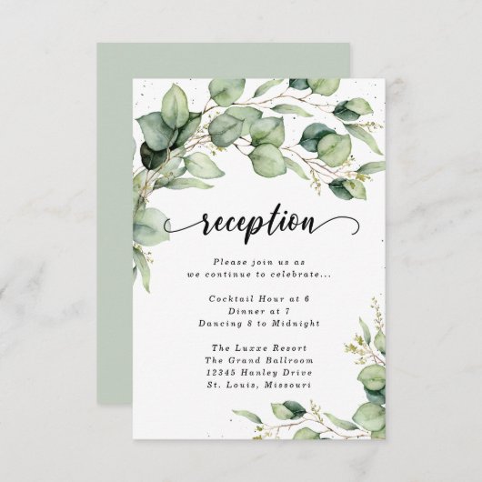 Eucalyptus Waterverf ontvangstbehuizing Kaart (Voorkant / Achterkant)