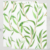 Eucalyptus waterverf patroon op wit (Voorkant / Achterkant)
