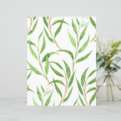 Eucalyptus waterverf patroon op wit (Staand voorkant)